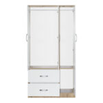 Wardrobe Zelia with 2 doors and drawers in white-oak color 90x42x180cm - Слика 4
