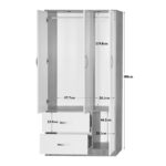 Wardrobe Zelia with 2 doors and drawers in white-oak color 90x42x180cm - Слика 5