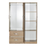 Zelia four-leaf wardrobe with 2 drawers in oak shade 120x42x180cm - Image 4