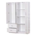 Four-leaf wardrobe with loft Zelia with 2 drawers in white 120x42x240cm - Слика 2