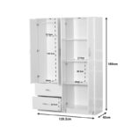Four-leaf wardrobe with loft Zelia with 2 drawers in white 120x42x240cm - Слика 4