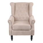 Armchair Piore beige fabric and black rubberwood leg 77x80x106cm - Image 4