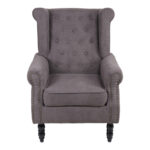 Armchair Piore dark grey fabric and black rubberwood leg 77x80x106cm - Слика 4