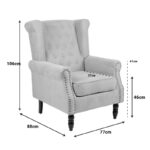 Armchair Piore dark grey fabric and black rubberwood leg 77x80x106cm - Слика 6