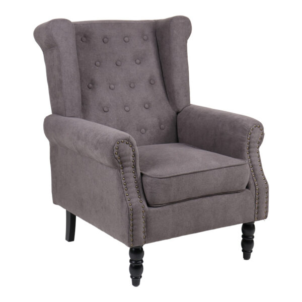 Armchair Piore dark grey fabric and black rubberwood leg 77x80x106cm
