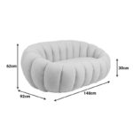 2-seater sofa Yannick boucle beige fabric 148x92x62cm - Image 6