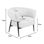 Armchair Penfel cream fabric and black metal legs 85x72x73cm - Слика 6