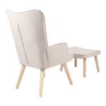 Armchair with footstool Melisia fabric beige-natural color wooden leg 59x67x94cm - Слика 2
