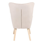 Armchair with footstool Melisia fabric beige-natural color wooden leg 59x67x94cm - Слика 5