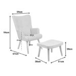 Armchair with footstool Melisia fabric beige-natural color wooden leg 59x67x94cm - Слика 6