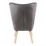 Armchair with footstool Melisia velvet grey-natural color wooden leg 59x67x94cm - Image 5