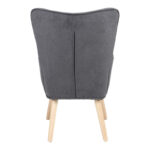 Armchair with footstool Melisia fabric dark grey-natural color wooden leg 59x67x94cm - Image 5