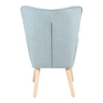 Armchair with footstool Melisia mint green fabric -natural color wooden leg 59x67x94cm - Image 5