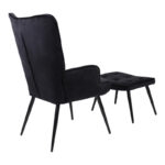 Armchair with footstool Siella black velvet-black metal leg 59x67x94cm - Слика 2