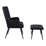 Armchair with footstool Siella black velvet-black metal leg 59x67x94cm - Слика 3