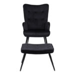 Armchair with footstool Siella black velvet-black metal leg 59x67x94cm - Слика 4