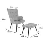 Armchair with footstool Siella black velvet-black metal leg 59x67x94cm - Слика 6