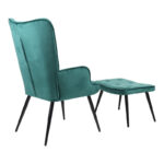 Armchair with footstool Siella dark green velvet-black metal leg 59x67x94cm - Слика 2