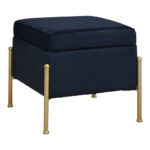 Stool-trunk Panton velvet in black color 40x40x36,5cm