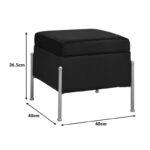 Stool-trunk Panton velvet in black color 40x40x36,5cm - Image 3