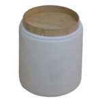 Batur stool-trunk boucle fabric in white shade D34x38cm - Слика 2