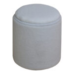 Batur stool-trunk boucle fabric in white shade D34x38cm