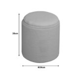 Batur stool-trunk boucle fabric in white shade D34x38cm - Слика 3