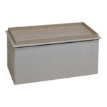 Koper velvet stool-trunk in beige shade 76x38x38cm - Image 2