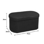 Otto stool-trunk, boucle fabric in dark grey color 76x38x38cm - Image 2