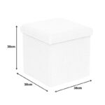 Crystal stool-trunk bouclé fabric in ivory shade 38x38x38cm - Image 3
