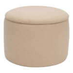 Roundy stool-trunk boucle fabric in beige shade Φ55x41.5cm