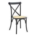 Dylon stackable chair black beech wood-natural rattan seat 48x52x89cm
