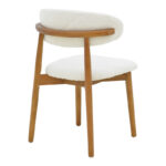 Ubene chair rubberwood in walnut-boucle fabric in white shade 51x56x79cm - Image 2