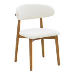 Ubene chair rubberwood in walnut-boucle fabric in white shade 51x56x79cm