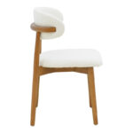 Ubene chair rubberwood in walnut-boucle fabric in white shade 51x56x79cm - Image 3