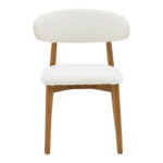 Ubene chair rubberwood in walnut-boucle fabric in white shade 51x56x79cm - Image 4