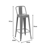 Bar stool with backrest Utopia metal green 42x42x97cm - Image 2