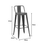 Bar stool with backrest Utopia metal anthracite 42x42x97cm - Image 2