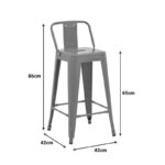 Mid-height Bar stool with backrest Utopia metal in green color 42x42x86cm - Слика 2