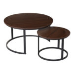 Coffee tables Solme I 2pcs in walnut color with black metal legs - Слика 2