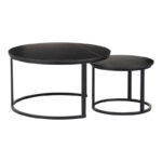 Coffee tables Solme I 2pcs in black marble color with black metal legs