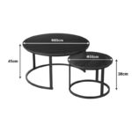 Coffee tables Solme I 2pcs in white marble color with gold metal legs - Image 3