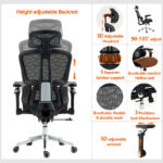 Work chair manager Jeffer mesh in black color 67x62x115-125cm - Image 2