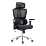 Work chair manager Jeffer mesh in black color 67x62x115-125cm