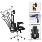 Work chair manager Jeffer mesh in black color 67x62x115-125cm - Image 3