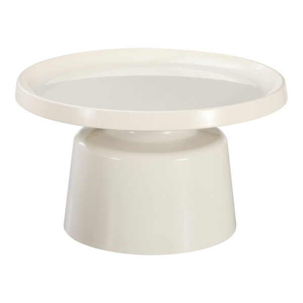 Coffee table Ginoze metal in white color D70x38cm