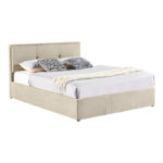 Двоен кревет „Сони“ со простор за складирање, кафеава ткаенина 150x200 см