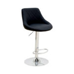 Bar stool Boronez height adjustable black pu-chrome base 47x49x112cm - Image 3