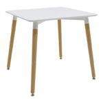 Dining table Natali MDF top white-natural color legs 80x80x76cm