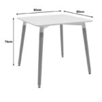 Dining table Natali MDF top white-natural color legs 80x80x76cm - Слика 4